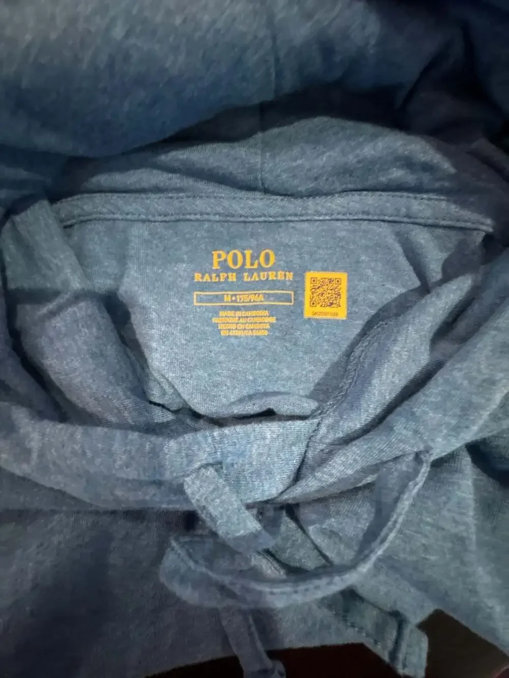 Polo Ralph Lauren Men's Blue Heather Jersey Hooded T-Shirt size M pristine cond.